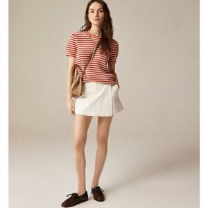 J.Crew Wrap-front Skort Womens 8 Ivory Bi-stretch Cotton Blend Side Zip Pockets